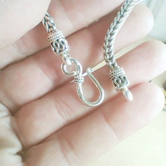 Sterling Silver 17 Inch Square Wheat Link Chain - Picture 5 of 8